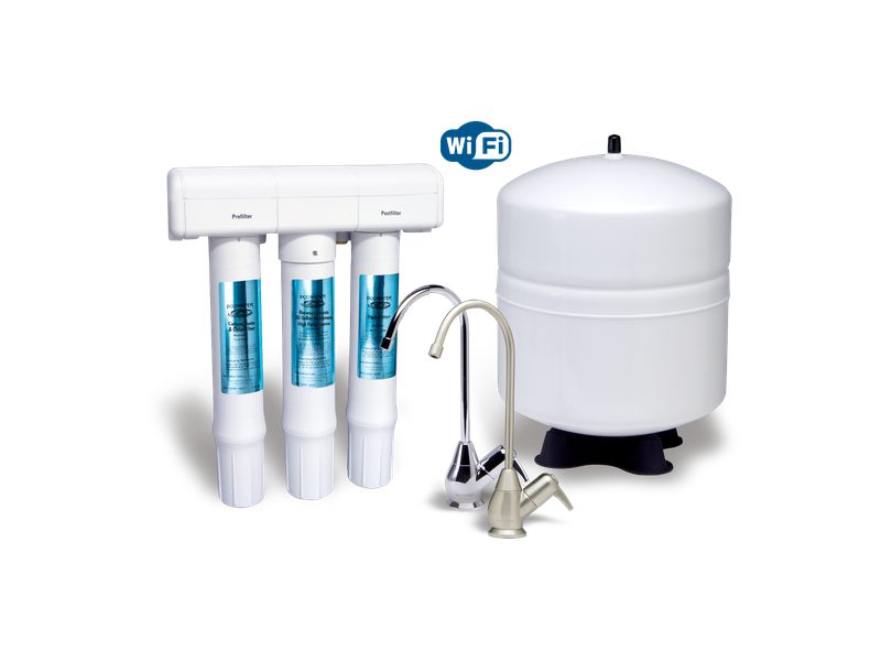 EcoWater ERO 385 reverse-osmosis system with storage tank and faucet
